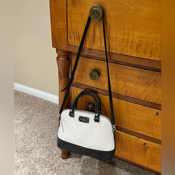 kate spade Handbags - Kate Spade New York Cream Black Satchel Purse Tote Double Strap Crossbody Bag